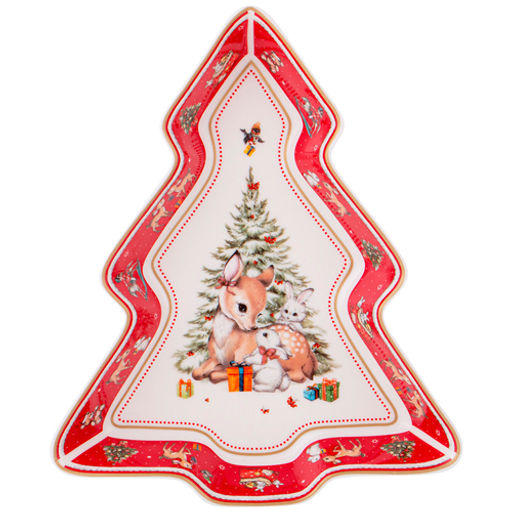 Блюдо "С новым годом!" в форме елки 25х21х4 см красное 85-2050 #НовыйГод /АРТИ-М/