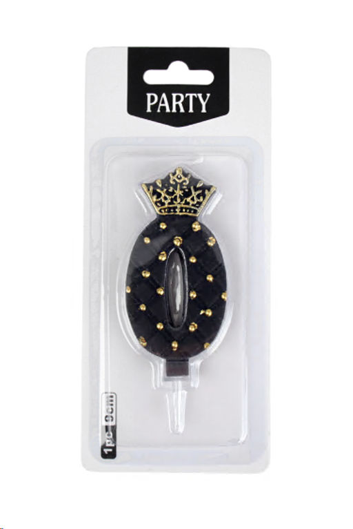 Свеча Цифра корона / KL-12 Ноль Черный /уп 12/720/ 724944