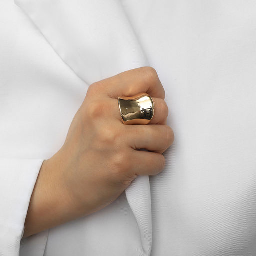 Кольцо металл Тренд вогнутое, цвет золото, размер 17 - Qf фото 4