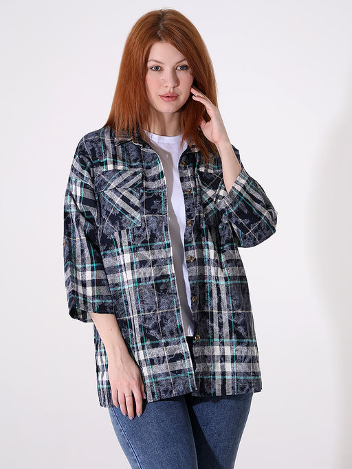 Рубашка в клетку с карманами на груди - Almond фото 5