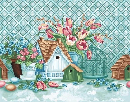 Дорожка столовая Пасхальный домик 45*150 см. хлопок 100% - Лен поволжья фото 2