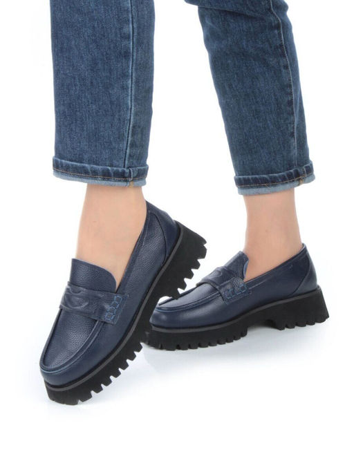 03-YP9860G DK. BLUE Лоферы женские (натуральная кожа)
