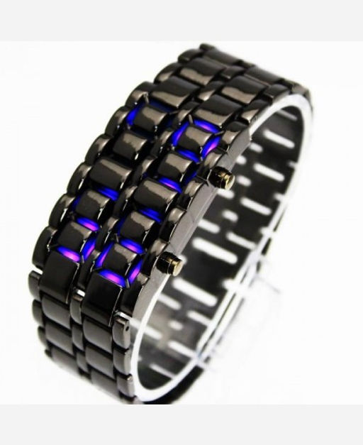LED часы-браслет Самурай. Черный браслет, синие диоды. 903362 - Yiwu youda import & export co фото 2