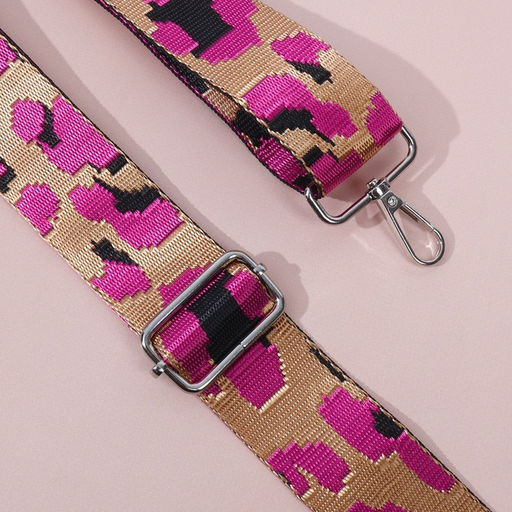 Ручка для сумки «Розовый леопард», стропа, с карабинами, 139±3×3.8 см, ярко-розовая