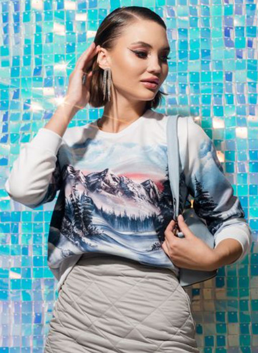 Свитшот с однотонными манжетами SWP189 - Sahar art lab фото 5