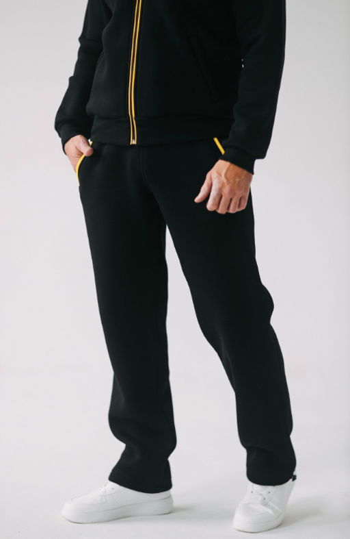 Утепленный костюм Футер 3-х ниточный М-1617: Чёрный / Жёлтый - Relay фото 7