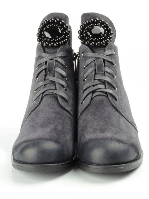 04-R181-2 GREY Ботинки зимние женские (натуральная замша, натуральный мех) - Фабричный китай фото 5