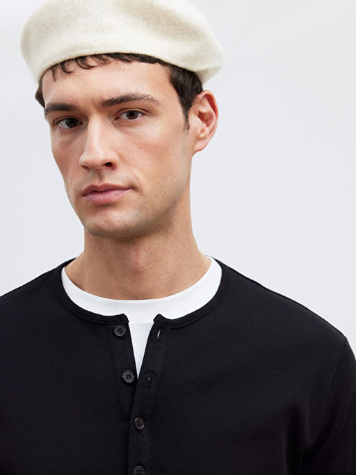 D??meli Bisiklet Yaka Yaka Uzun Kollu Erkek Ti??rt