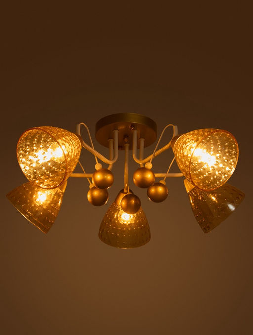 Люстра 12233/5, 5хE27, 60 Вт, золото/белый