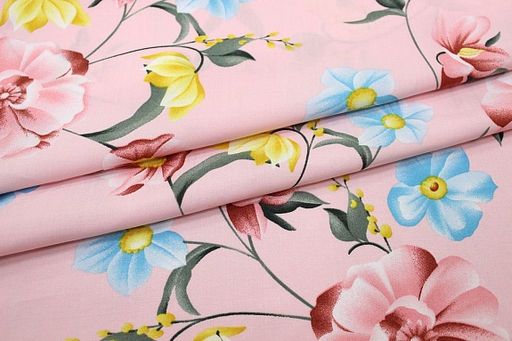 Штапель Цветущая долина цв.нежно-розовый, ш.1.45м, вискоза-100%, 100гр/м.кв - Купава фото 12