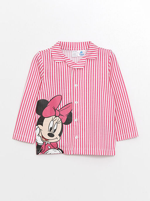 Polo Yaka Minnie Mouse Bask?l? K?sa Kollu K?z Bebek Pijama Tak?m - Waikiki фото 2