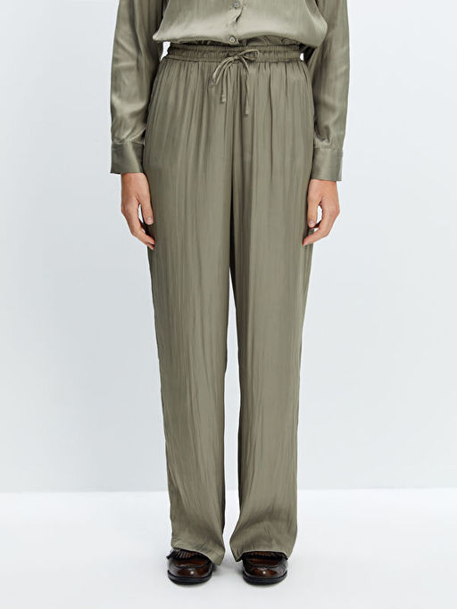 Beli Lastikli Saten Kad?n Pantolon