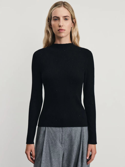 Вязаный лонгслив со стразами / Zarina фото 3