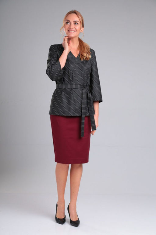 Костюм Gamma & Gracia 406 марсала темно-серый полоска  фото 5