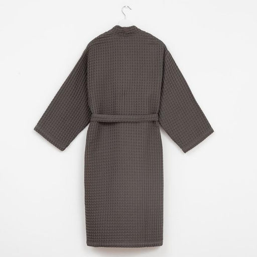 Халат вафельный женский удлинённый Этель «Boho» размер 46-48, цвет светло-серый, 100% хлопок, 290 г/м²