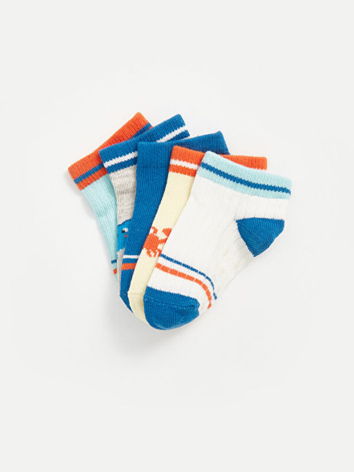 Bask?l? Erkek Bebek Patik ?orap 5li - Waikiki фото 2