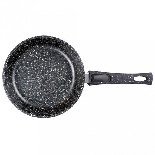Сковорода с тефлоновым покрытием д24см "Гранит", h6,5см, s0,4см, съемная ручка из термостойкого пластика (Россия)
