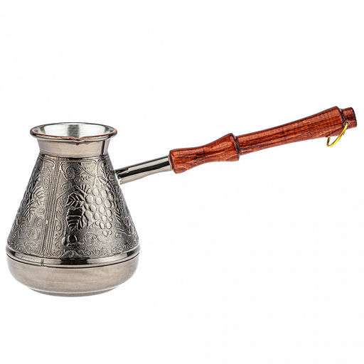 Турка медная 540мл "Виноград", д10см, h11,7см, s0,8мм, деревянная ручка (Россия)