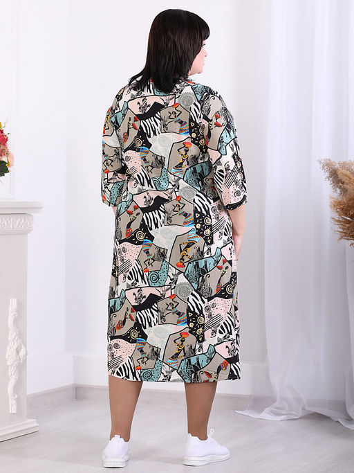 Платье-рубашка с авангардным принтом - Almond фото 5