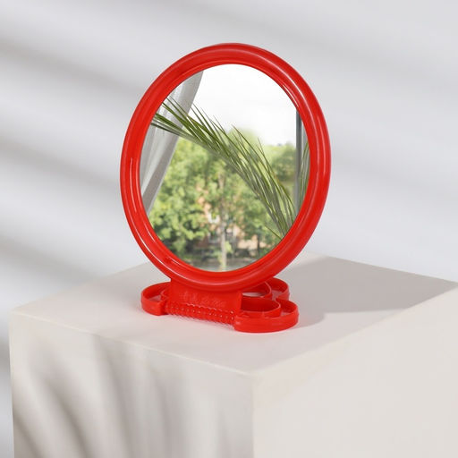 Цена за 10 шт. Зеркало настольное, круглое, настенное, 11.5×17.8 см, (d=9.5 см), МИКС