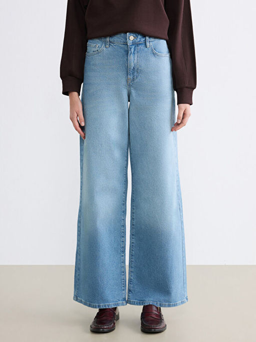 Wideleg Kad?n Jean Pantolon