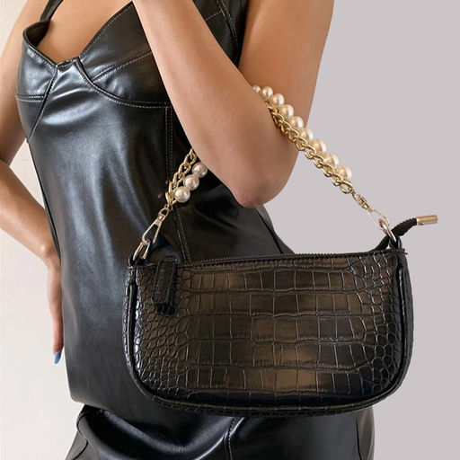 Цена за 2 шт. Цепочка для сумки, с жемчугом, d = 14 мм, 2,3 16 11,5 мм, 30 см, цвет золотой - Арт узор фото 7