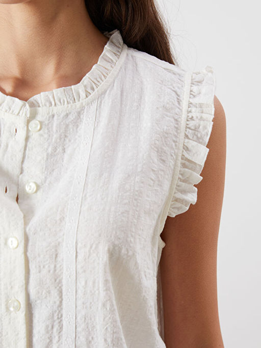 Bisiklet Yaka Nak??l? F?rf?rl? Vual Bluz