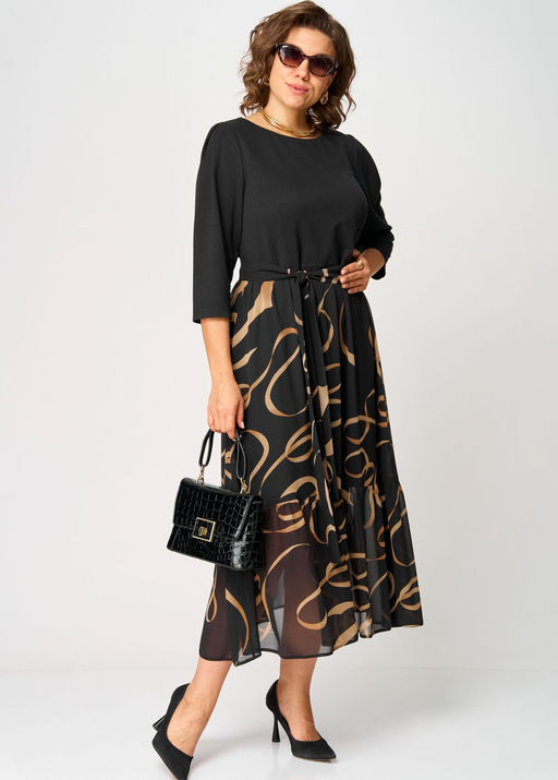 Платье EVA GRANT 7216С черый+принт  фото 3