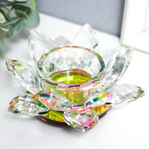 Стеклянный подсвечник на 1 свечу «Лотос радужный», d=11.5 см