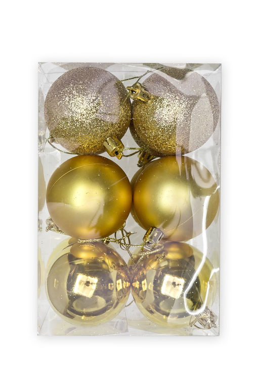 Набор новогодних шаров 6 см (12 шт) SF-7334, золото №2 - Больше подарков фото 2