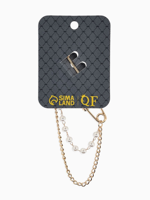 Булавка «Шик цепочки и жемчуга», в стразах, L=7.5 см, белая в золоте