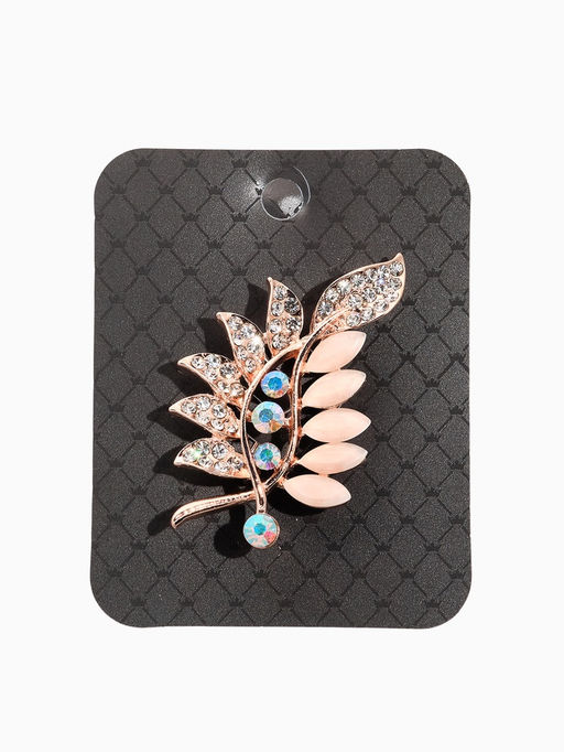 Брошь  Соло веточка, цветная в золоте