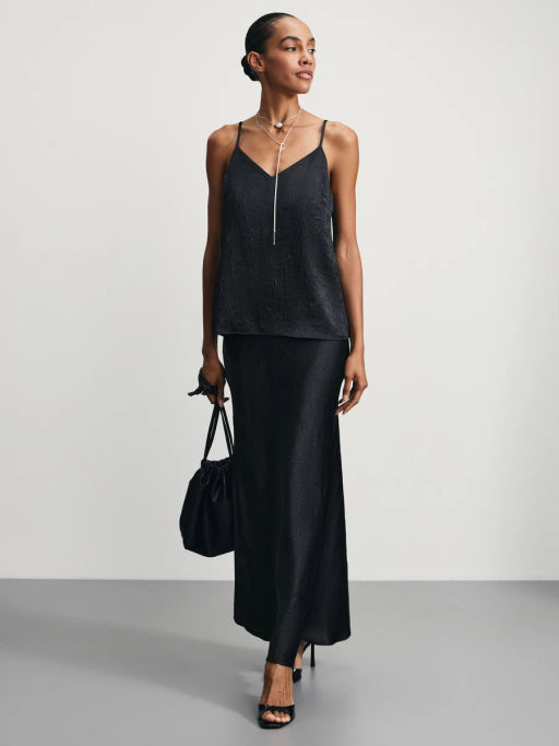 Юбка длины макси из жатого атласа / Zarina