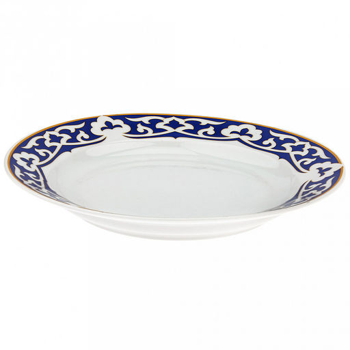 Тарелка мелкая фарфоровая "Синяя пахта" д240мм, h35мм, гладкий край (Россия)