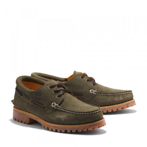 Мужские мокасины Timberland Authentics 3 Eye Classic зеленые  фото 4