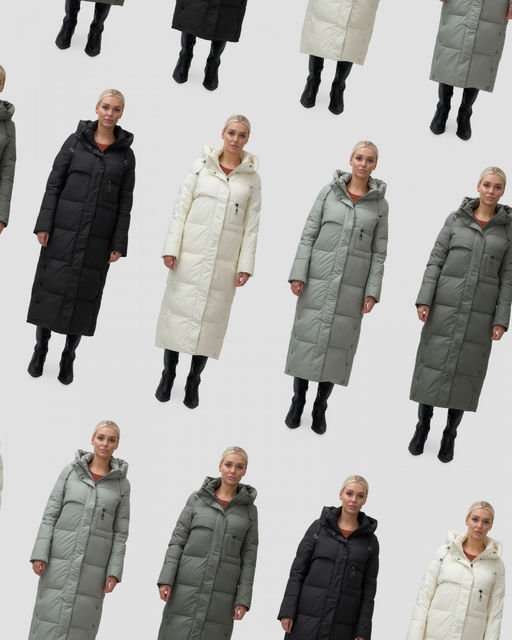 Пальто утепленное стеганное зимнее с капюшоном женское бежевого цвета 9611B - Mtforce фото 17