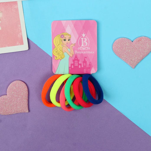 Цена за 7 шт. Резинки для волос «Махрушка», набор 6 шт., яркая, 2.5 см