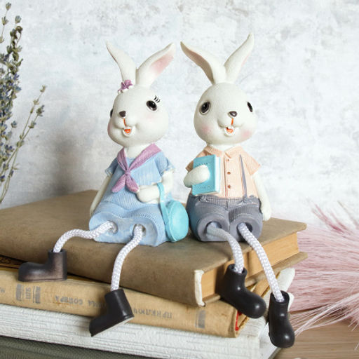 Цена за 2 шт. Фигурка Кролик висячие ножки 2 штуки набор 21 см / 9783 /уп 60/ 701215 - ГалеонТрейд фото 4