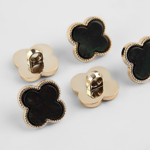 Цена за 3 шт. Набор пуговиц на ножке, 18 18 мм, 5 шт, цвет чёрный/золотой - Арт узор фото 2