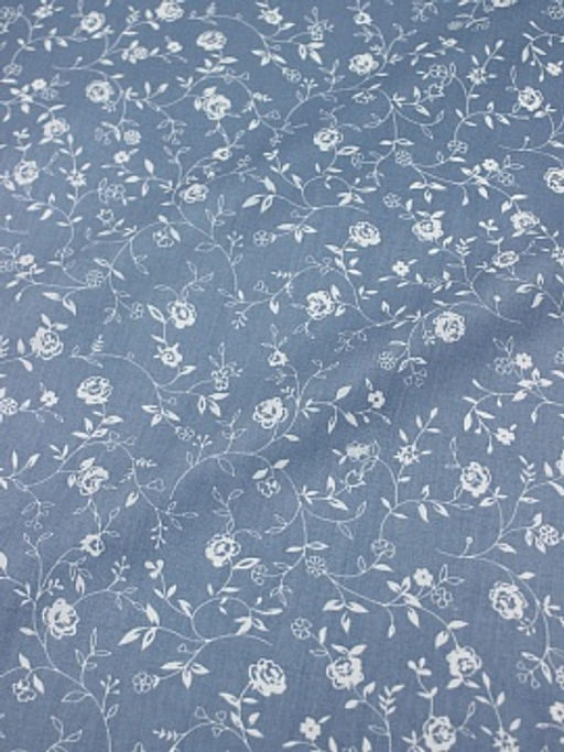 Поплин Роза Вьюнок цв.сине-серая дымка, СОРТ2, ш.1.5м, хлопок-100%, 105гр/м.кв