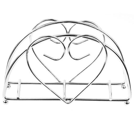 Салфетница хромированная Сердечко 14х4х8,5см, на ножках (Китай) - Домашняя мода фото 2