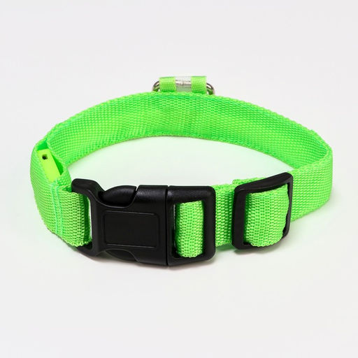 Ошейник с подсветкой, зарядка от USB, размер XL, ОШ 42-56 см, 3 режима, зелёный - Пижон фото 2