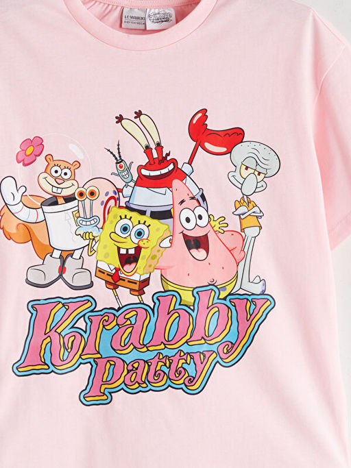 Bisiklet Yaka S?nger Bob Bask?l? K?z ?ocuk Ti??rt