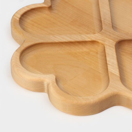 Менажница авторская Adelica «Сердце», 4 секции, 22×22×1.8 см, дерево берёза, пропитана минеральным маслом, коричневая