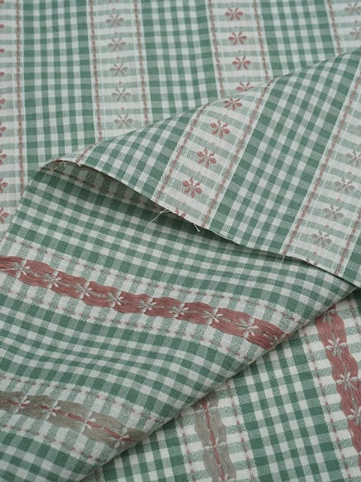 Вареный (стираный) хлопок Вышивка-цветочки цв.зеленый, ш.2.5м, хлопок-100%, 150гр/м.кв - Купава фото 3