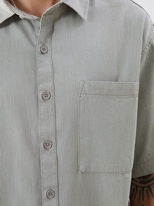 Rahat Kal?p K?sa Kollu Erkek Jean G?mlek