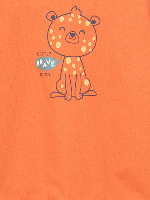 Bisiklet Yaka Bask?l? Erkek Bebek Sweatshirt