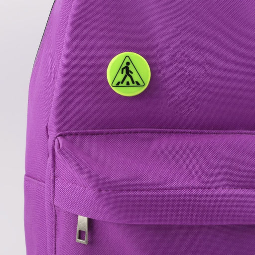 Цена за 100 шт. Светоотражающий значок «Пешеходный переход», d=3 см, жёлтый