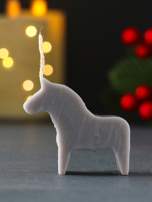 Цена за 2 шт. Декоративная свеча новогодняя «Лошадка мини», 55×50 мм, серый