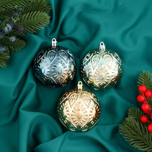 Ёлочные игрушки Мадлен капельки, шары новогодние, d=8 см, набор 3 шт., МИКС